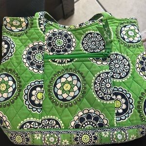 Vera Bradley Green and Navy Mandala Tote